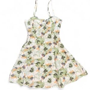 En Saison green orange multicoloured floral mini summer sundress boho dress